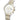 lorus chronograph gents two tone stainless steel white dial brcelet watch